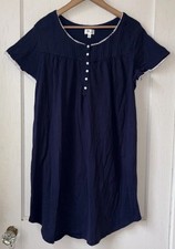 Aria Collection Nightgown XL Pockets Navy Blue Lace Trim Pleated Cottagecore