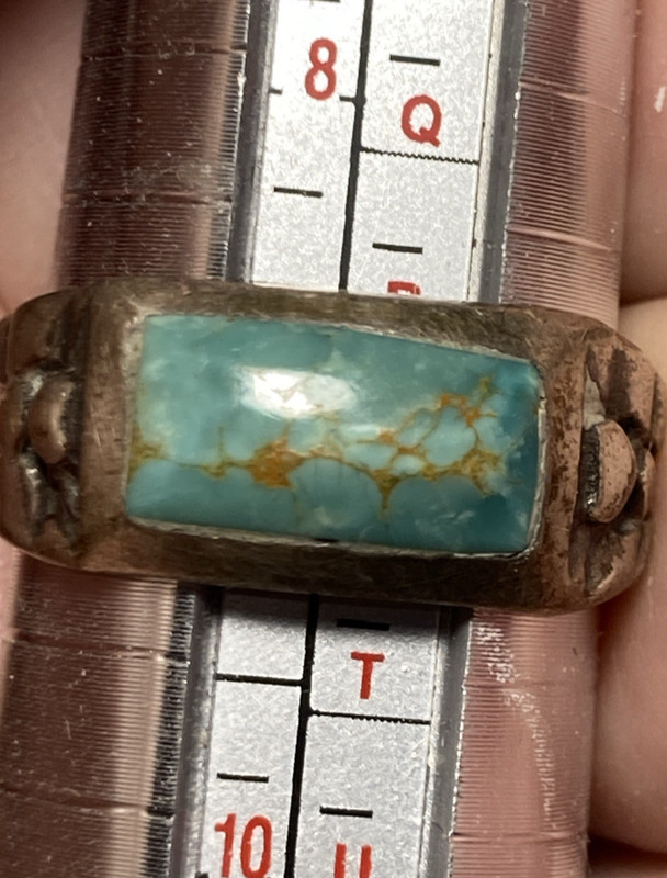 Jerry Roan ring Turquoise inlay band size 9 sterling silver Google Lens ID See p