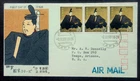 Japan Stamps 1968 FDC SC # 965 (strip) - Minamoto Yoritomo, Posted to USA
