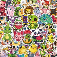 100PCS Holographic Cute Stickers Big Eye Animal Waterproof Vinyl Pack
