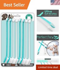 Dual Headed Dog Toothbrush for All Sizes - 8 Pack with Soft Silicone Bristles