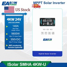 4KW 4000W Hybrid Solar Inverter AC 120V/240V MPPT 140A 24V Parallel BMS US-Stock