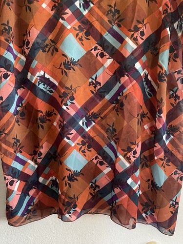 Cabi Size XL Lattice Plaid Floral Blouse #3773 Burnt Orange Top Only No Cami - Picture 3 of 7