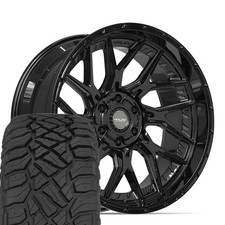 4pl28 Black 22x10 Rims 28545r22 Rt Tires Set 6 Lug Fits Gmc Chevy Ram 4pl28 Black 22x10 Rims 28545r22 Rt Tires Set 6 Lug Fits Gmc Chevy Ram
