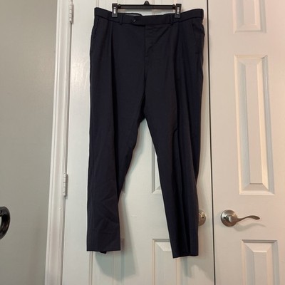 Ballin Men s Super 120 s Wool Comfort Eze 38x28 Navy Dress Pants Flat Front