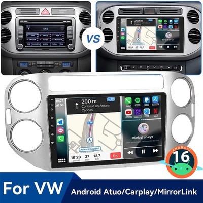 9'' Carplay Android 16 Autoradio Navi GPS BT Für VW Tiguan 5N / GOLF Plus 521 5M1