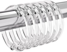 Plastic Shower Curtain Rings, 24 Pcs Shower Curtain Hooks, O Shape Clear Shower