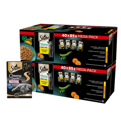 Sheba Poultry Flavours 80x85g Wet Cat Food In Jelly und Sheba Creamy 4x12g