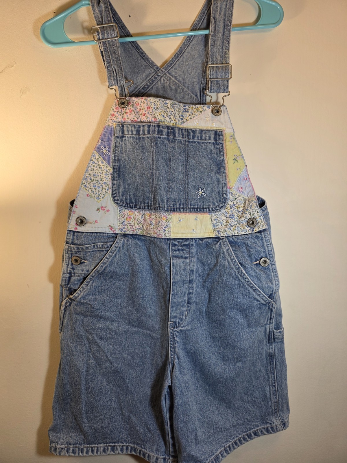 Gap Overalls, Patchwork, Vtg- XL Multicolored Jun… - image 1