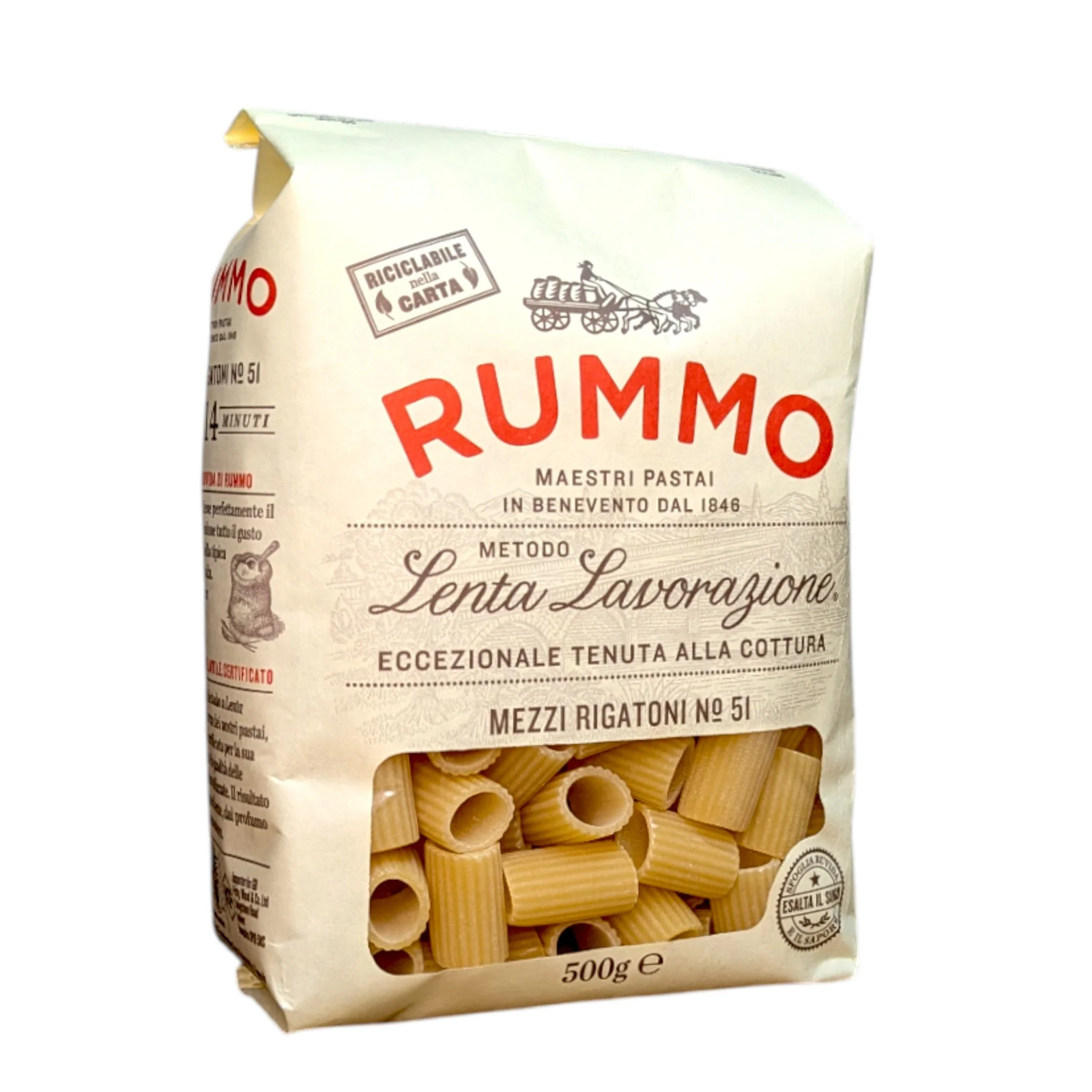 Rummo Pasta Mezzi Rigatoni Durum Wheat No.51 - 500g