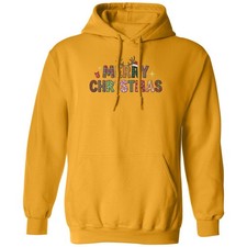 Merry Christmas Plaid Pattern   Festive Letter Art Unisex Hooded Sweatshirt