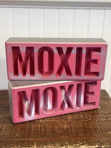 MOXIE Resin Advertising Sign Brick 3D Blocks 2PC Lot Set Decor Pink
