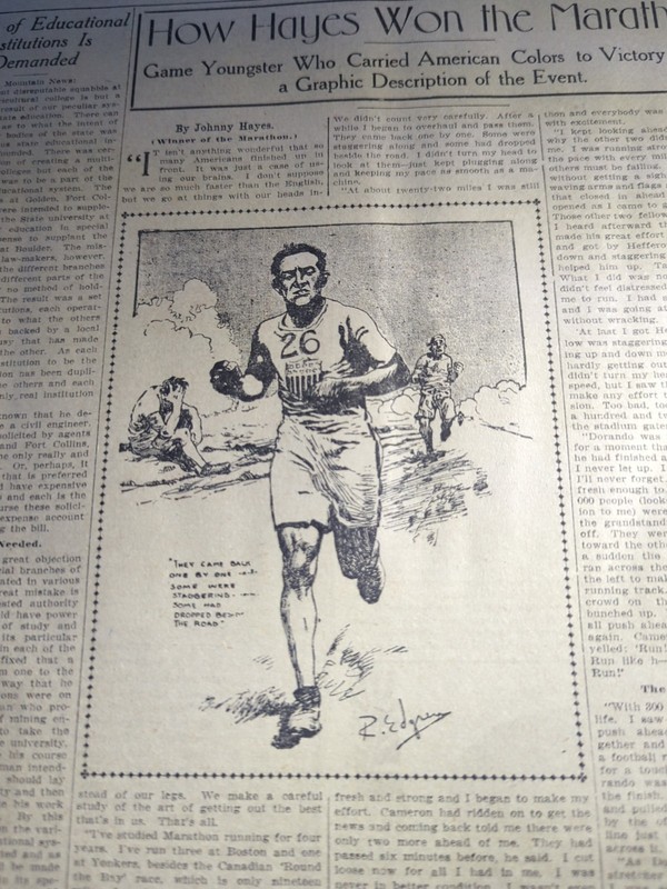 AUG 27, 1908 NEWSPAPER PAGE #2576- JOHNNY HAYES, OLYMPIC MARATHON WINNER