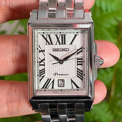 Rare Seiko Premier Quartz 7N32-0DT0 Square Roman Watch Vintage Dress Watch Men