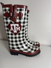 A&M University Checkered Rain Boots Size 6