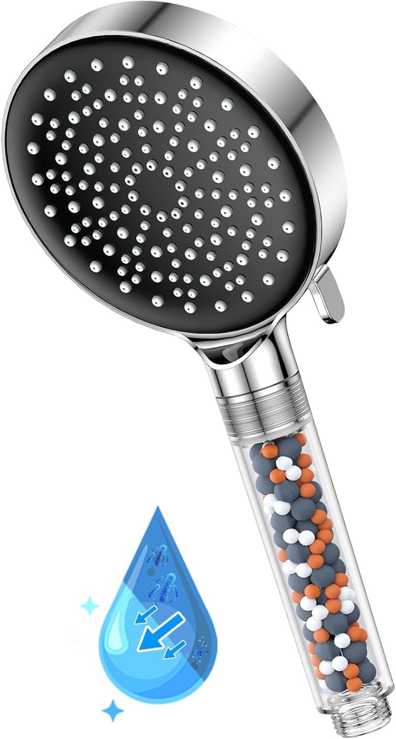 YEAUPE Filtered Shower Head Handheld 6 Modes High Pressure Water Softener