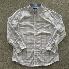 Nautica Plaid Button Down Shirt Mens Size M 15.5 32/33 LS White Violet