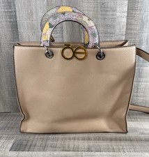 Cartera de Hombro Cloe Mujer Beige Triple Compartimento Borde Dorado Plata CRV-2037