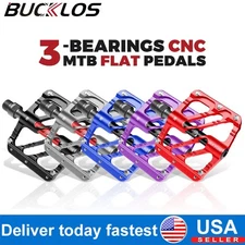 MTB Pedal Bike Flat 3 Bearing Aluminum Bicycle Platform Pedals 9/16" For Shimano