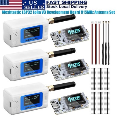 3 Set 915MHz LoRa V3 ESP32 OLED Board+IPEX Antenna + Heltec Case for Meshtastic
