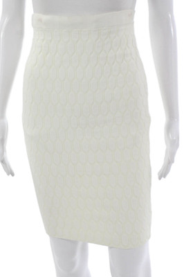 Jonathan Simkhai Women Straight Pencil Skirt White Geometric Pull On Size XS