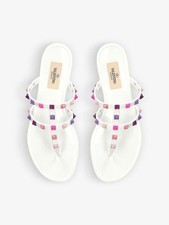 Image of VALENTINO GARAVANI Rubber Rockstud Gladiator White Sandals EU 37 new with box