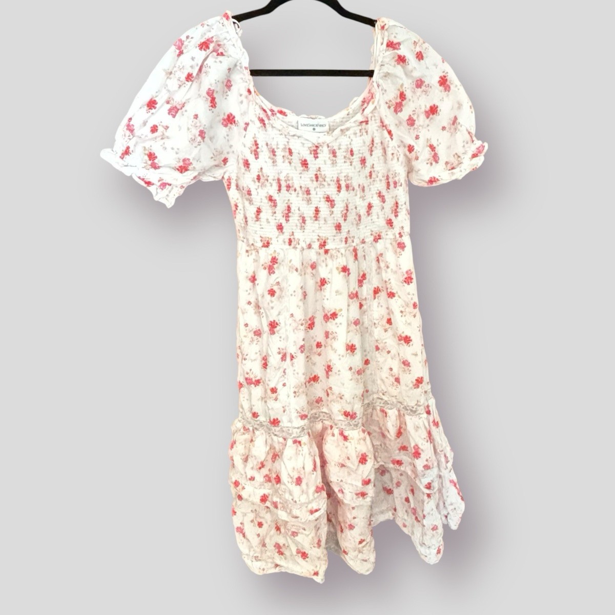 Love Shack Fancy x Target Dress Cosette Smocked Pink Floral Cotton Lace  Medium | eBay