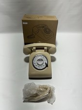 TelPal Retro Corded Desk Telephone Vintage Rotary Style Off White Beige
