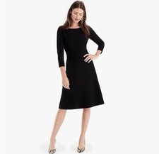 J CREW fit and flare black Ponte knit dress with stretch Size 6