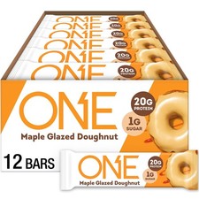 ONE Protein Bars Maple Glazed Doughnut, 20g Protein, 1g Sugar, Gluten Free, 12 C