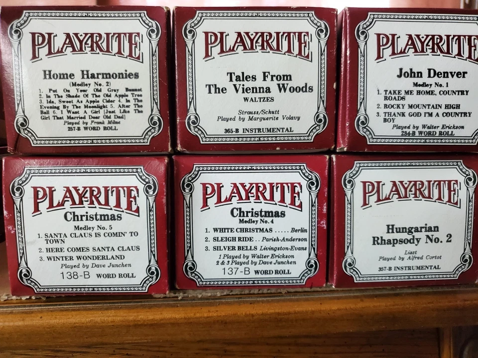 Rollos de piano, caja 11, colección de 16 rollos de juego extendido y 3 rollos regulares. Foto 4 de 4