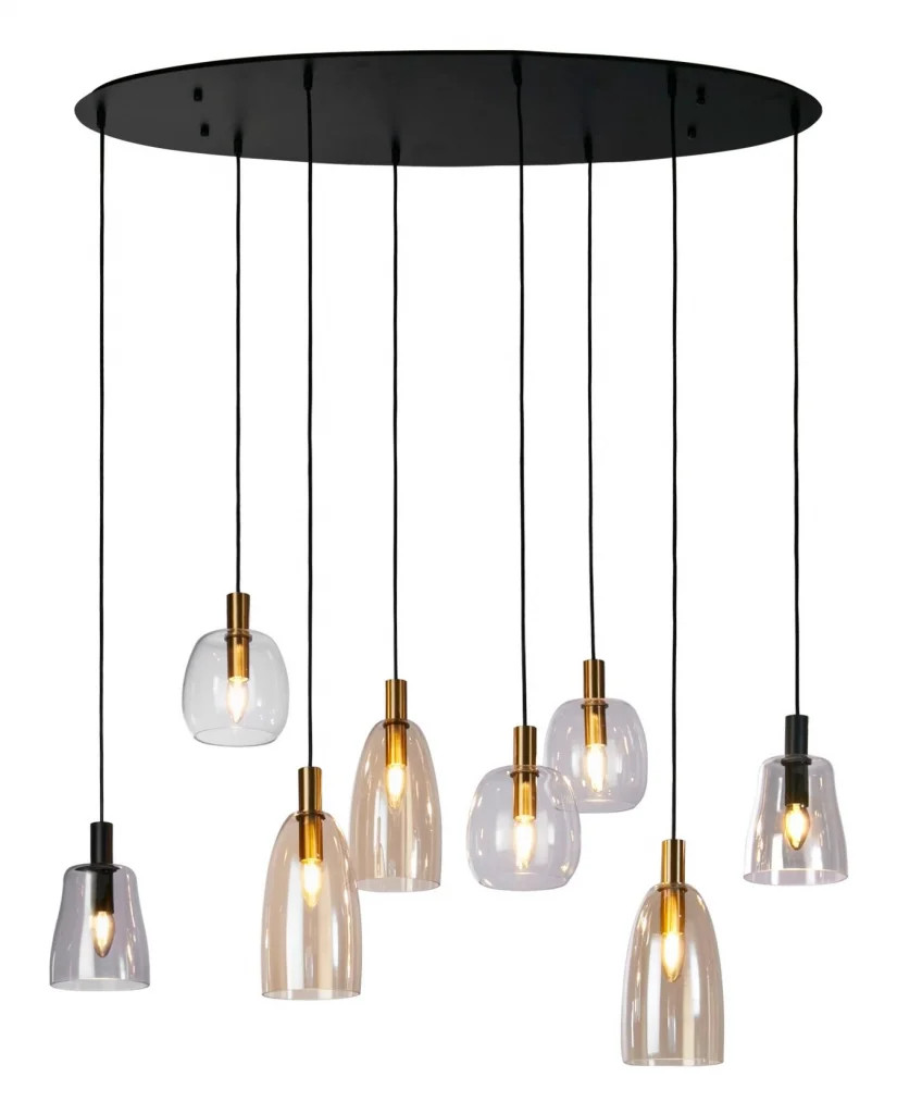 Ceiling Light Black Divine 8 Matt & Brass Searchlight 36463-8BK