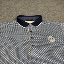 Greyson Polo Shirt Mens XL Performance Blue Golf Wolf Shells Print Stretch