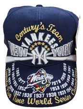 NEW YORK YANKEES MLB AMERICAN NEEDLE VINTAGE BLUE WORLD SERIES HAT CAP