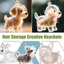 Clear Pet Hair Keychain Cute Dog Fur Keepsake Holder Creative Transparent Pet