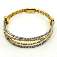 Vintage Two Tone Twisted Cable Multi-Strand Bangle Bracelet Gold Silver Tone