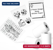 3 Rolls White Self-Adhesive Thermal Paper 50mmx3.5m For Phomemo Mini Printer