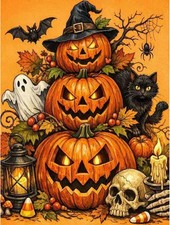 Halloween Diamond Art Kits for Adults,Pumpkin Diamond Painting Kits 12X16In