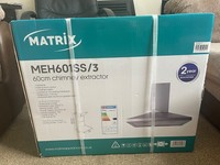 Matrix MEH601SS/3 60cm chimney /extractor cooker hood kitchen fan. Silver.