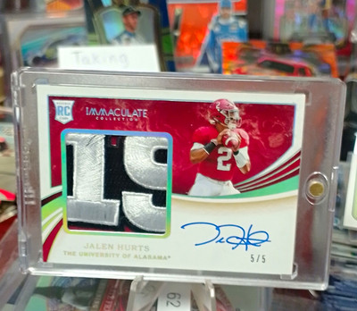 Panini 2020 Immaculate Collegiate Jalen Hurts RC Auto Patch #149 /5 Bama