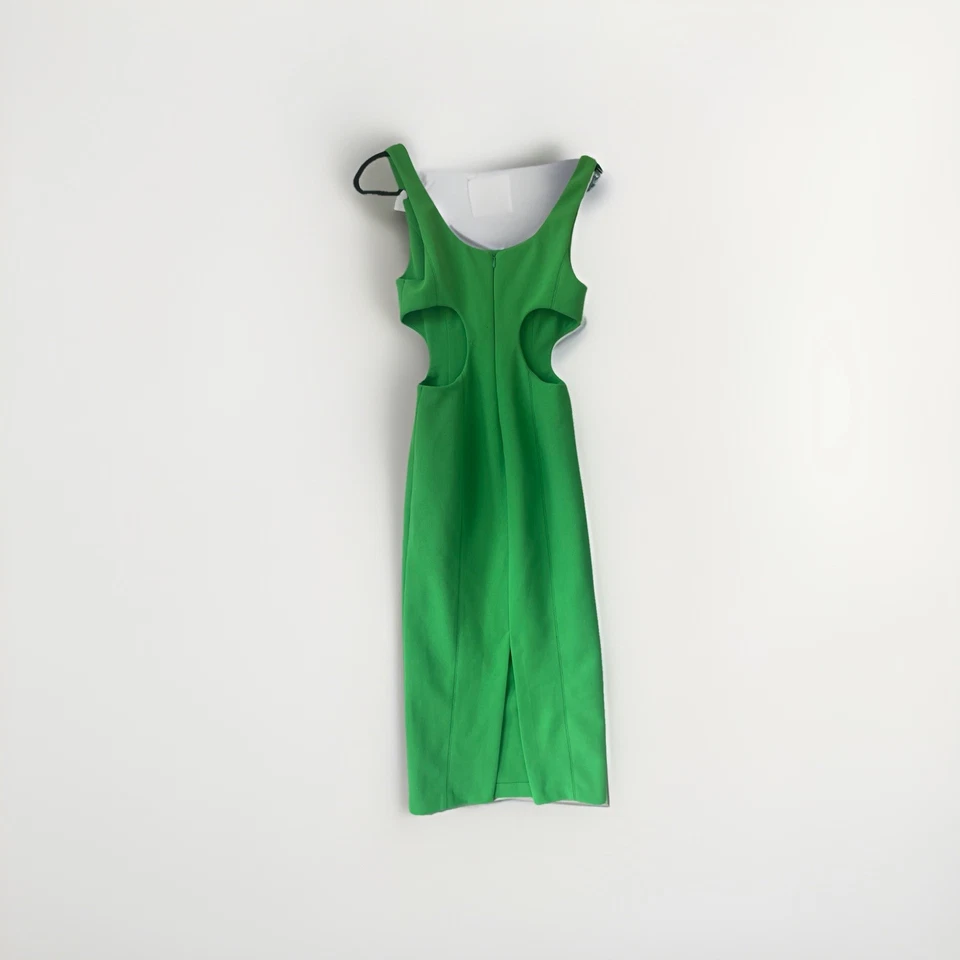 Vestido midi Misha Coretta verde recortado talla S EU 36 verde isla ceñido al cuerpo Foto 3 de 4