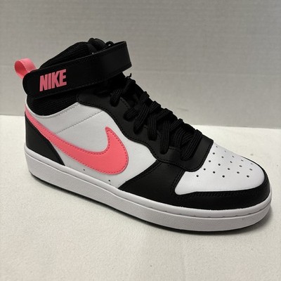 Nike Court Borough 2 Mid Black/ White/ Sunset Pulse GS US Kids 6Y 