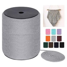 4mm x 240 Yards 722 Feet Macrame Cord 3 Strands Twisted Cotton Rope Gray