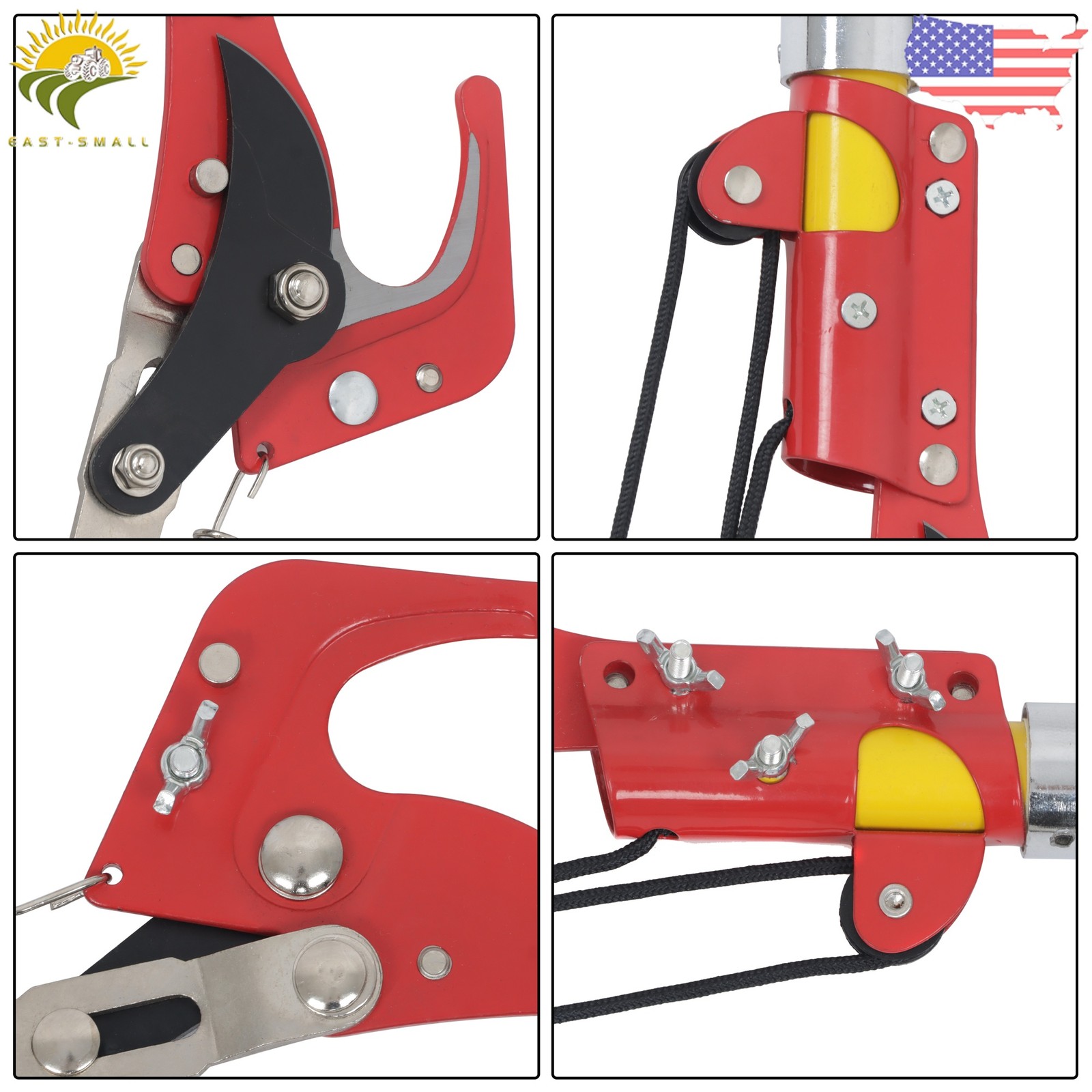 Pole Saws for Tree Trimming, 7.3-27 ft Manual Pole Saw Extendable Tree Yellow