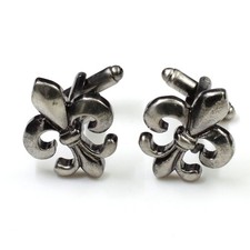 Antiqued Silver Tone Fleur Di Lis New Orleans Cufflinks with Presentation Box