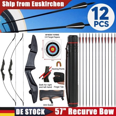57'' Bogenschießen Takedown Recurvebogen Carbonpfeile RH/LH Zielschießen 20-40lb