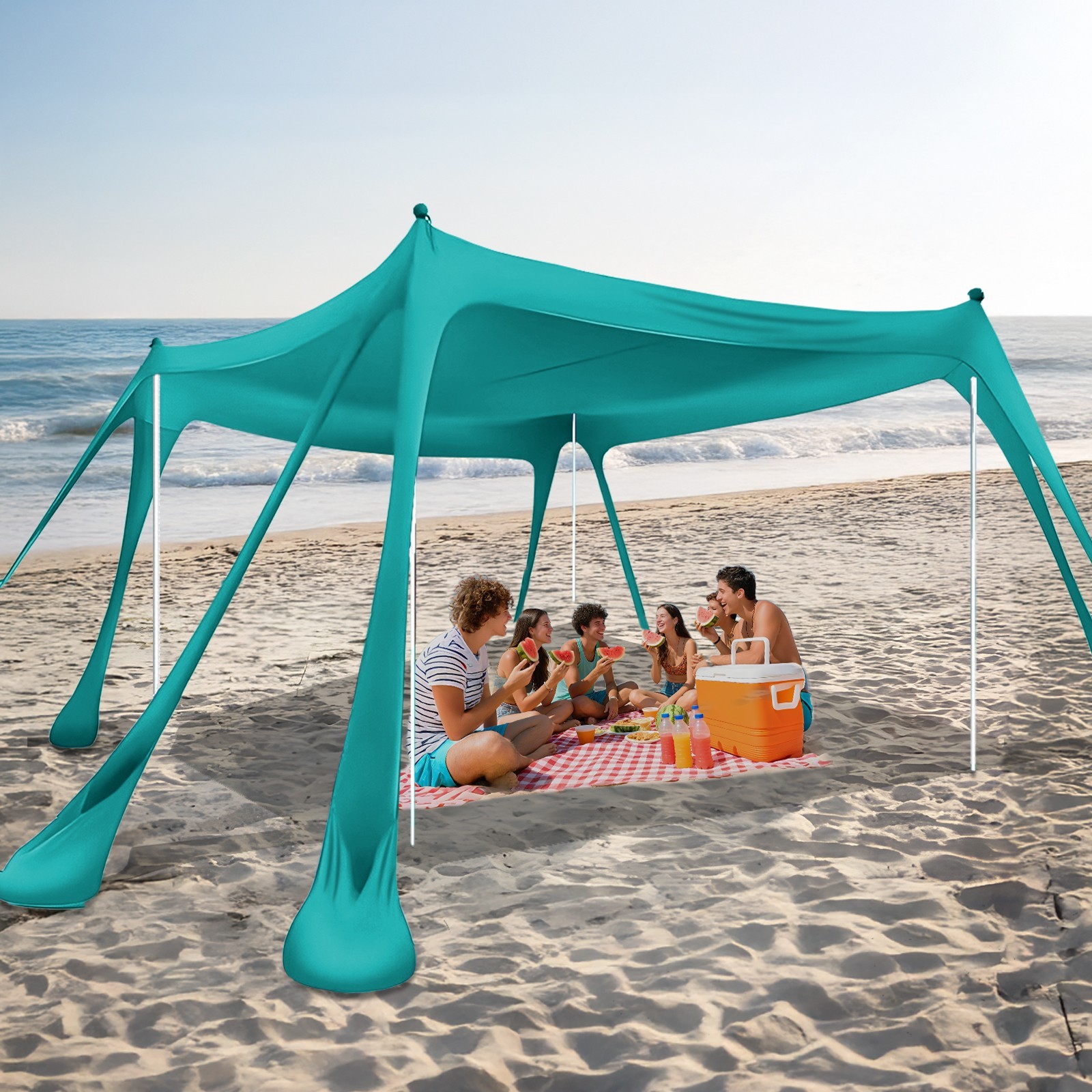 Portable Beach Tent Sun Shelter with 8 Sandbags 10x10ft, Upf50+ UV Protection