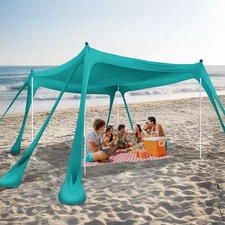 Portable Beach Tent Sun Shelter with 8 Sandbags 10x10ft, Upf50+ UV Protection