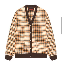 Pleasures Misquote Cardigan Sweater Orange Brown Wool Blend Size M NWT