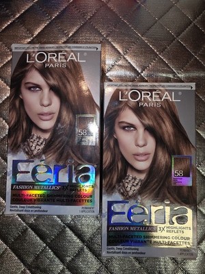 L'Oreal Paris Feria #58 Medium Golden Brown Bronze Shimmering Hair Color Dye